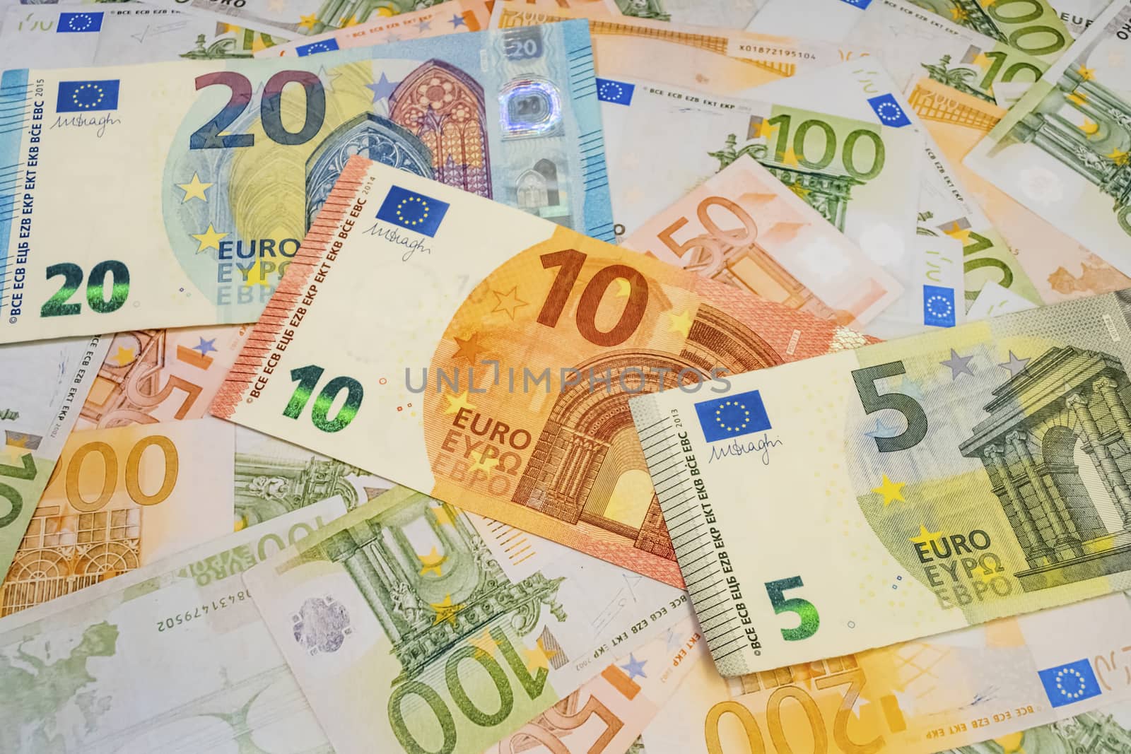 close up euro banknotes on background