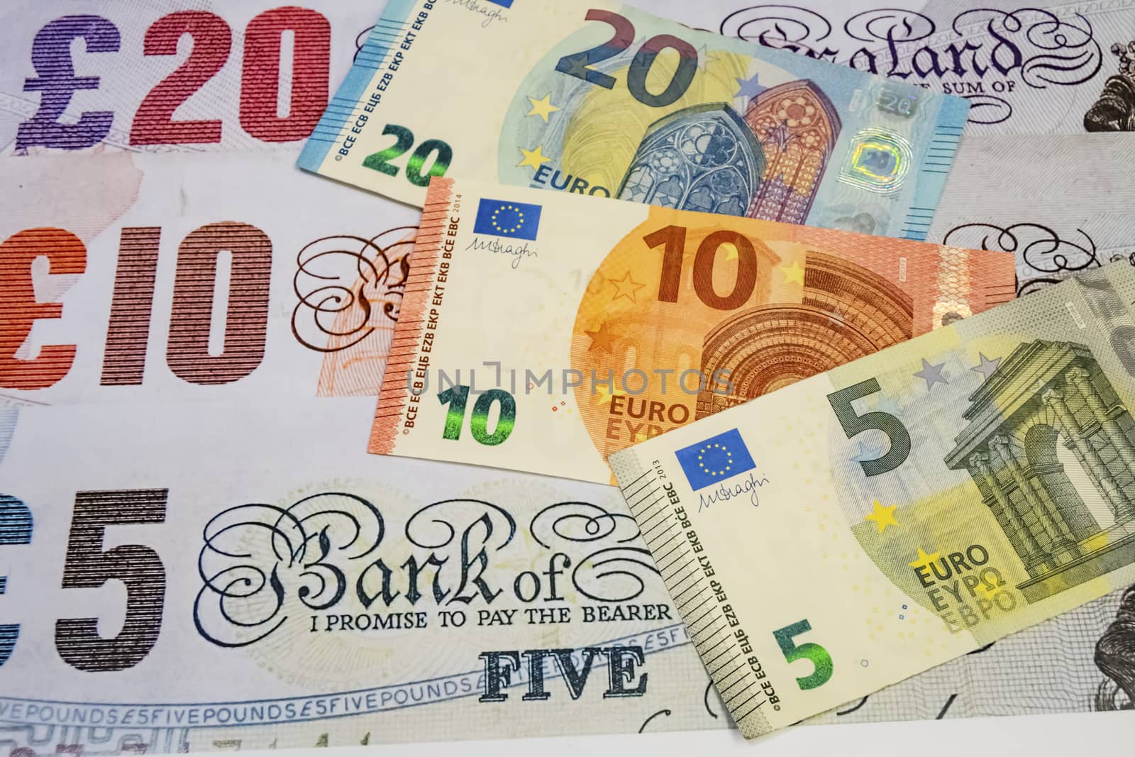 close up euro banknotes on background