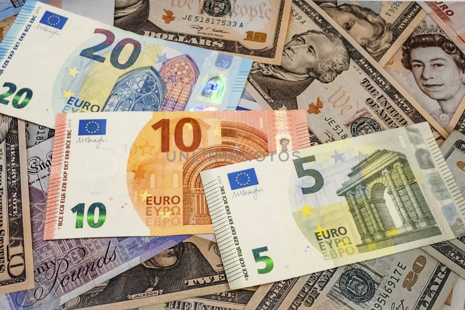 close up euro banknotes on background