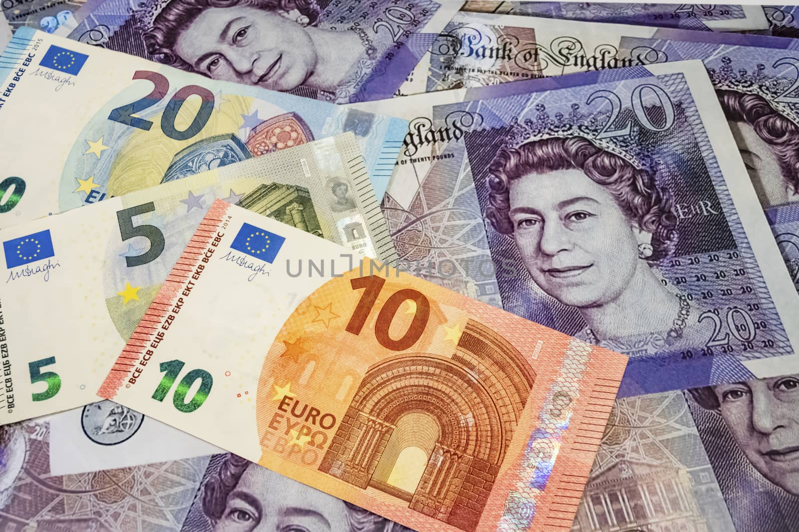 close up euro banknotes on background