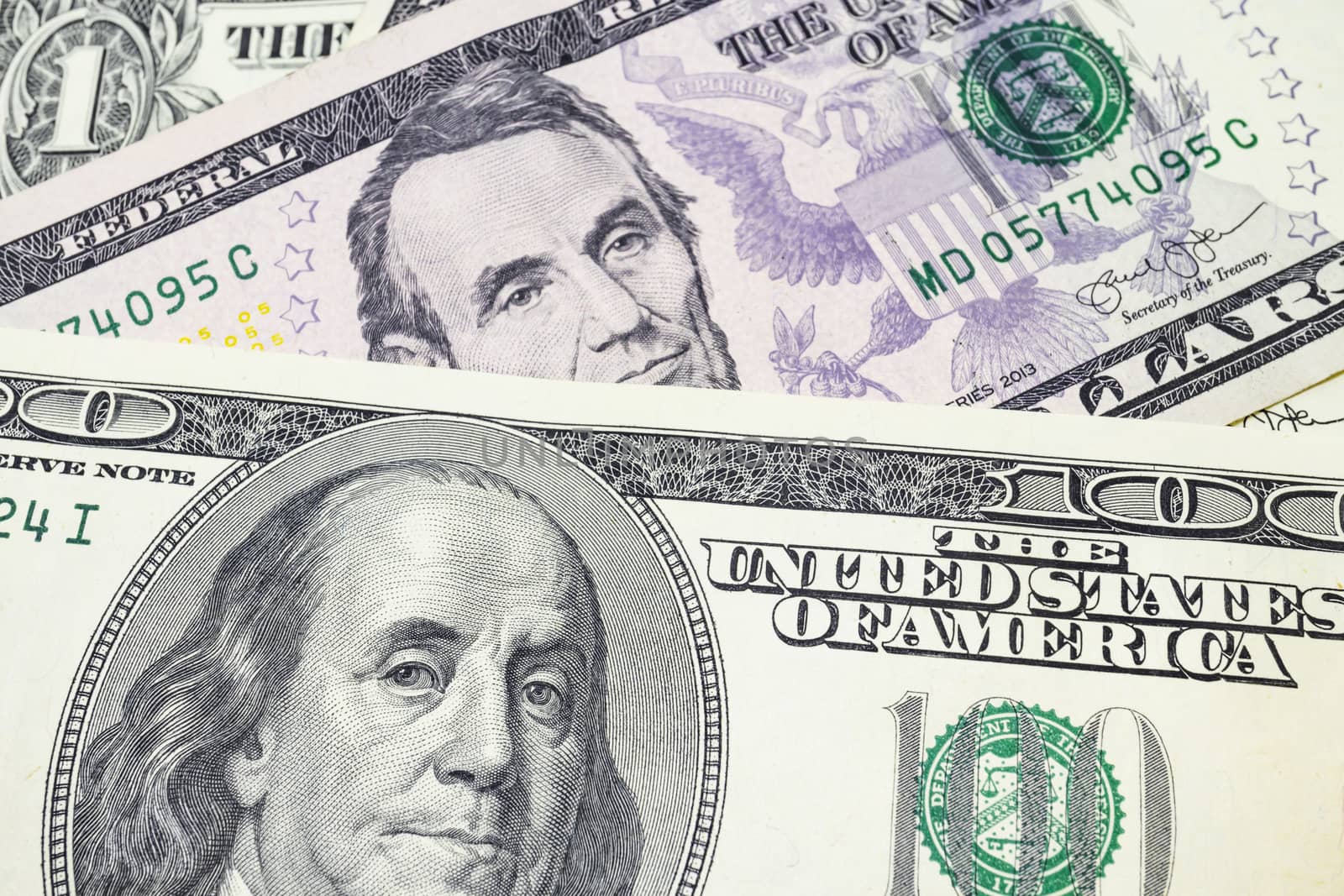 close up US dollar banknotes on background.