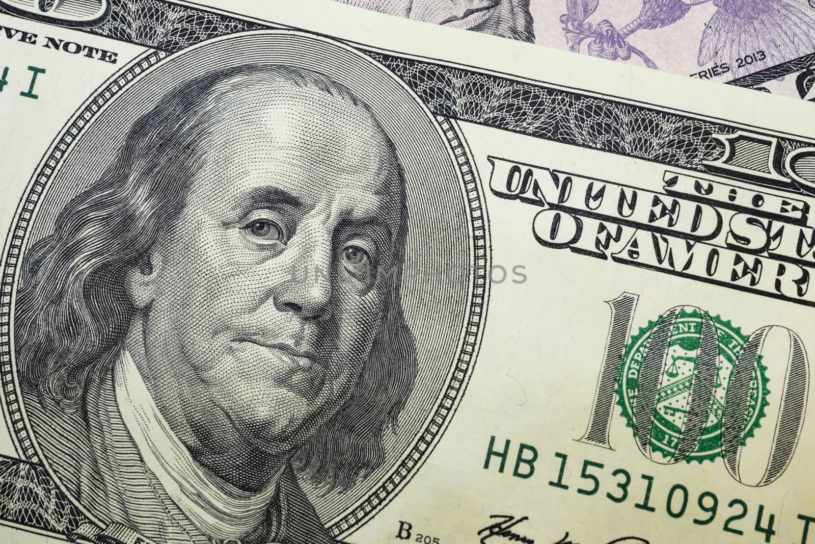 close up US dollar banknotes on background.
