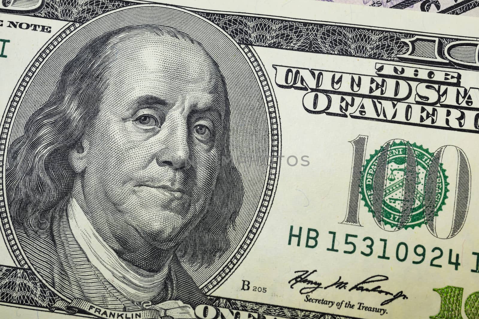 close up US dollar banknotes on background.