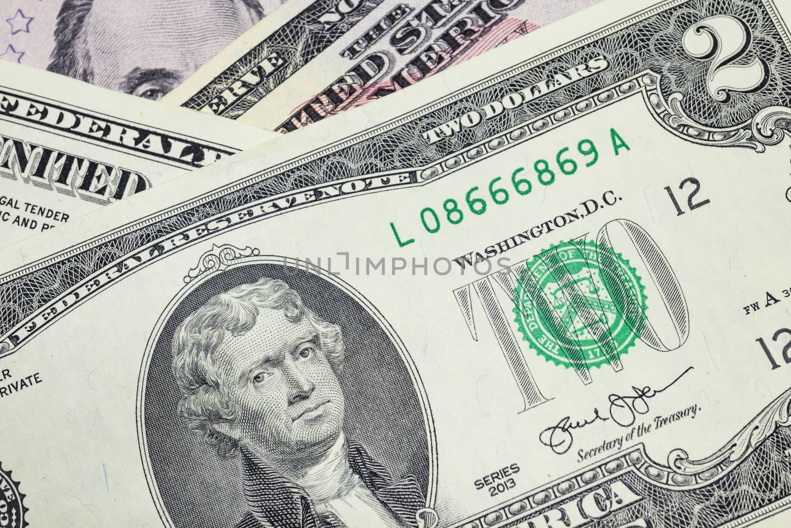 close up US dollar banknotes on background.