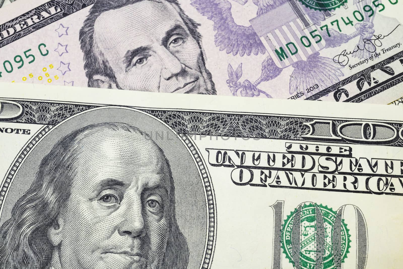 close up US dollar banknotes on background.