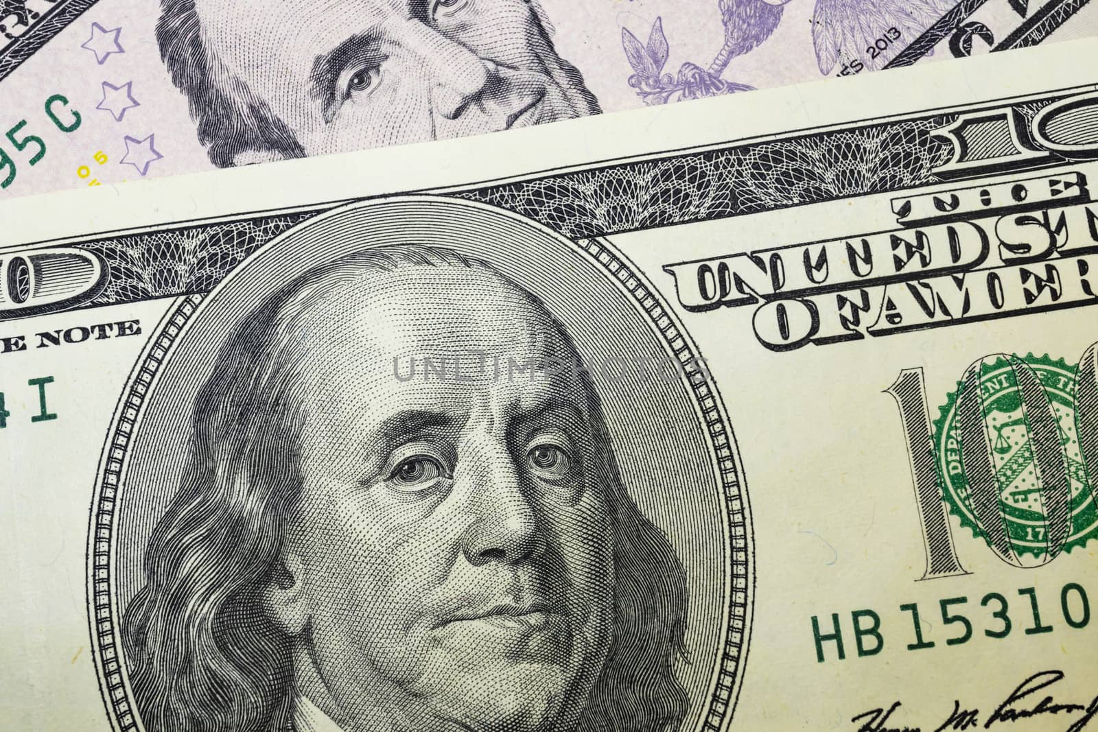 close up US dollar banknotes on background.