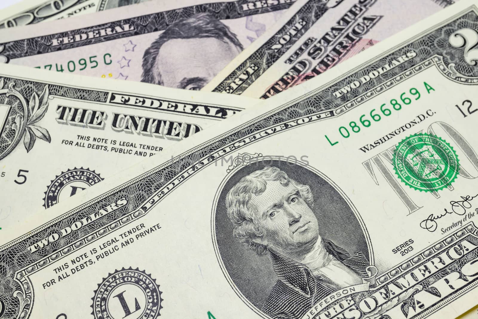 close up US dollar banknotes on background.
