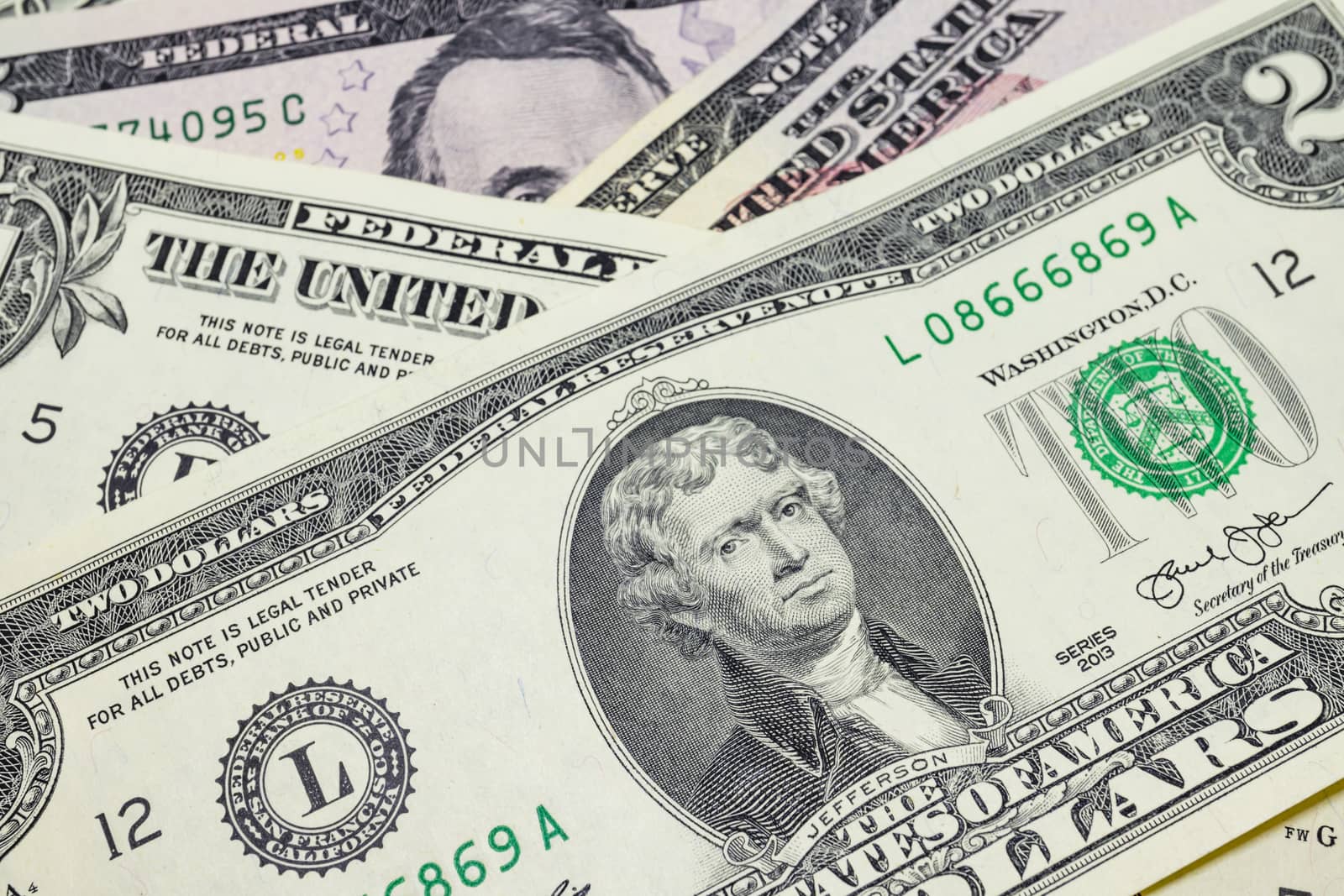 close up US dollar banknotes on background.
