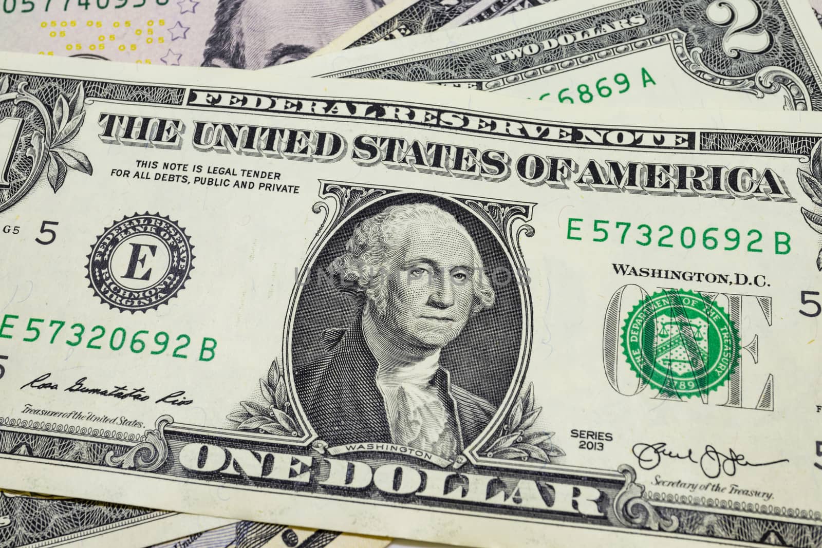 close up US dollar banknotes on background.