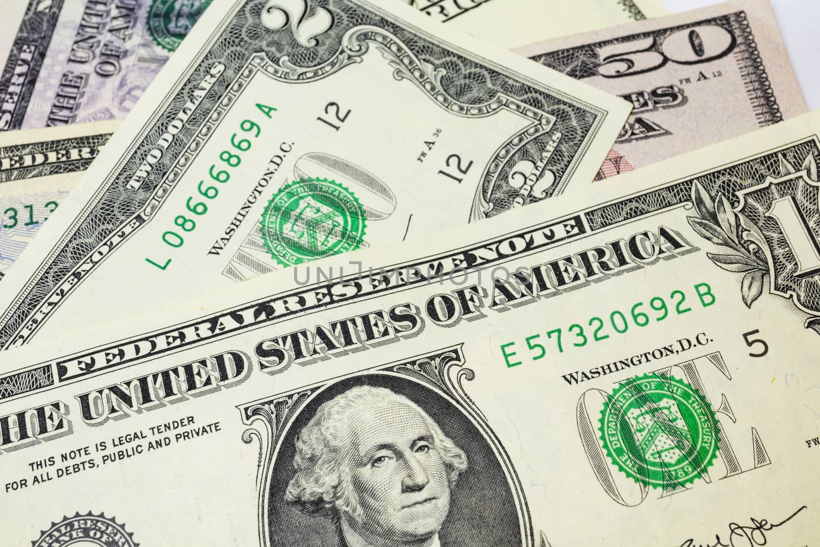 close up US dollar banknotes on background.