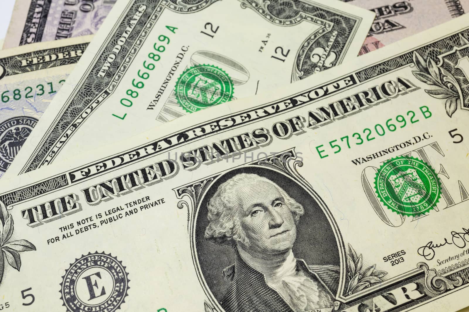 close up US dollar banknotes on background.