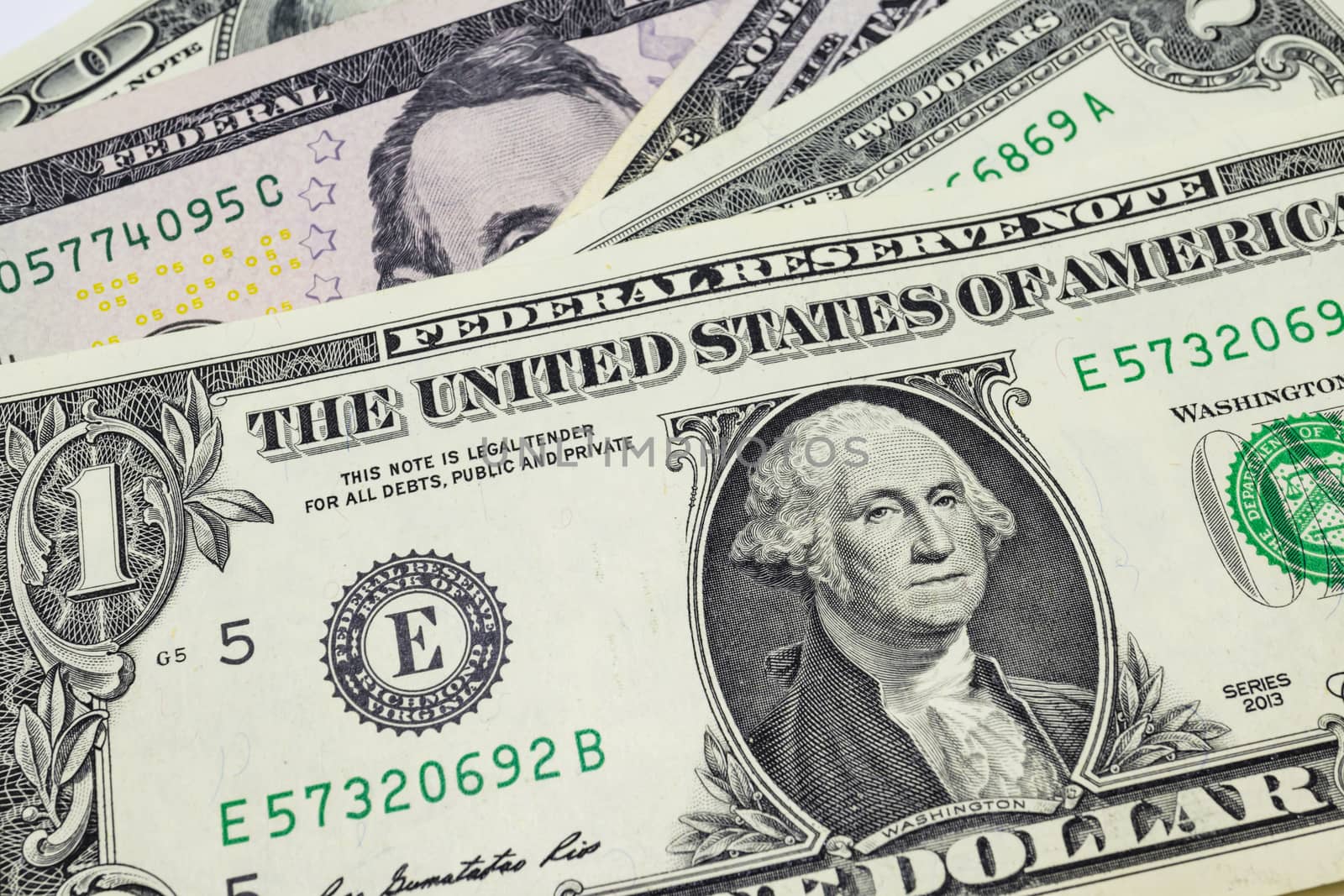 close up US dollar banknotes on background.
