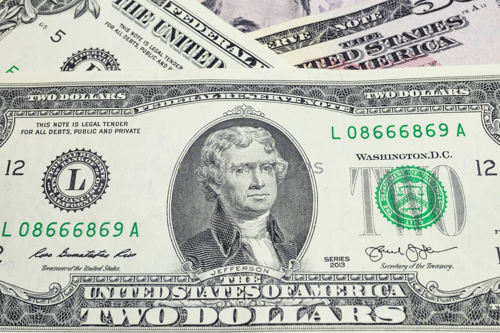 close up US dollar banknotes on background.