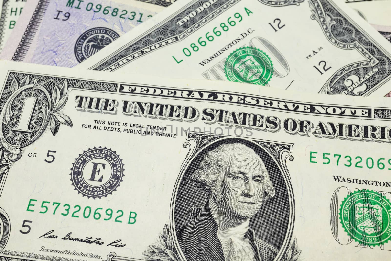 close up US dollar banknotes on background.