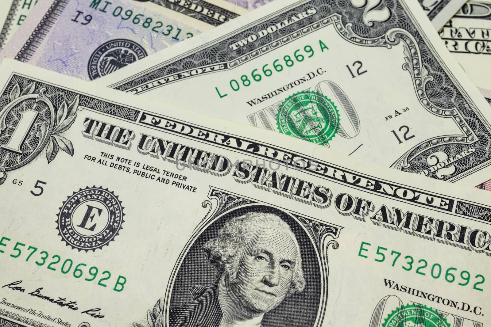 close up US dollar banknotes on background.