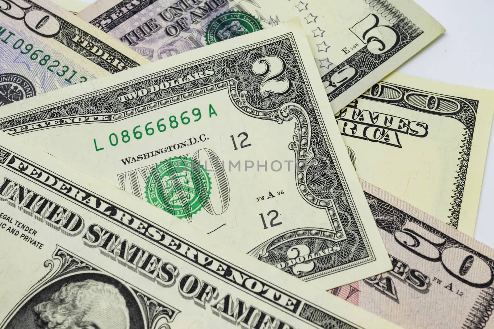 close up US dollar banknotes on background.