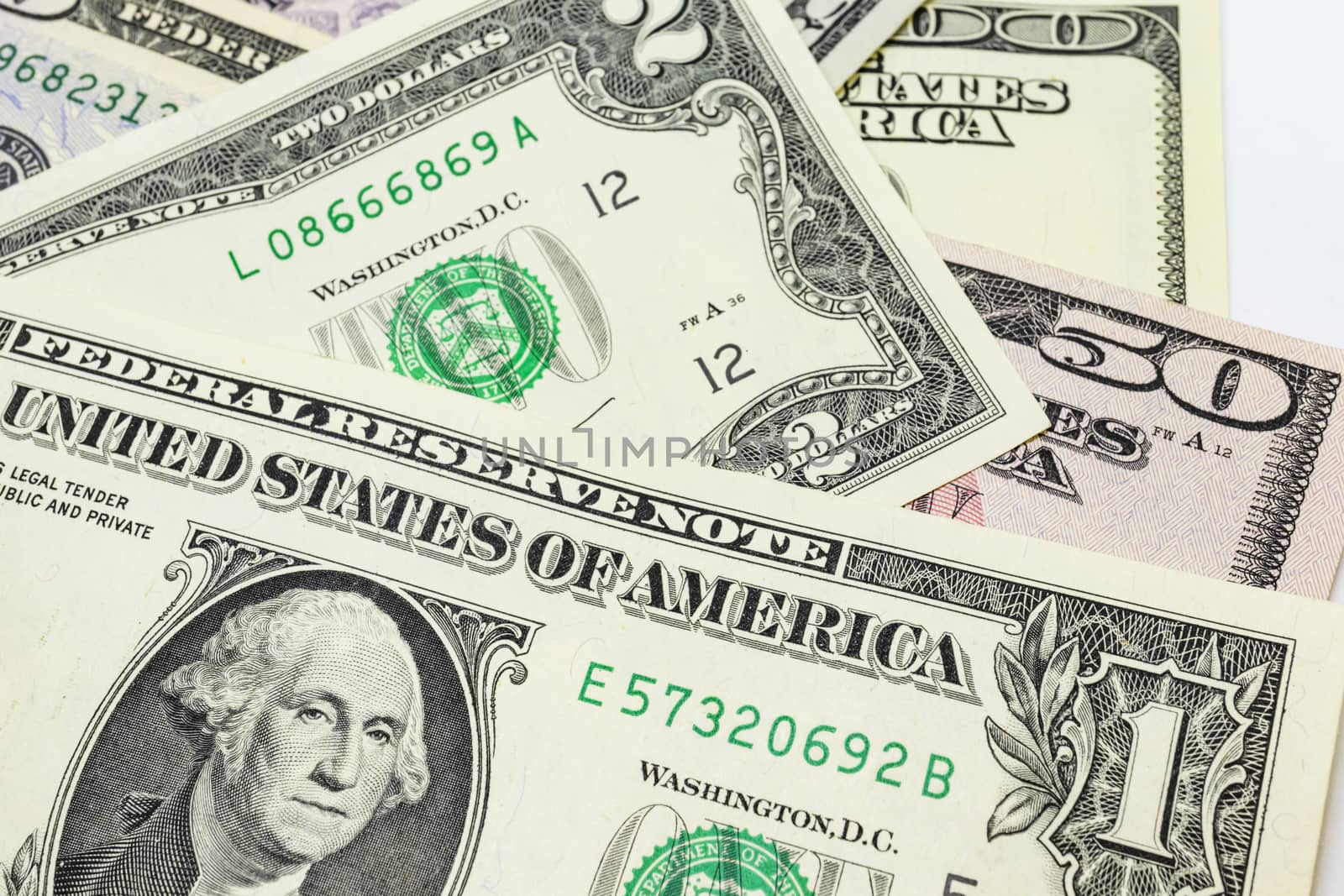 close up US dollar banknotes on background.
