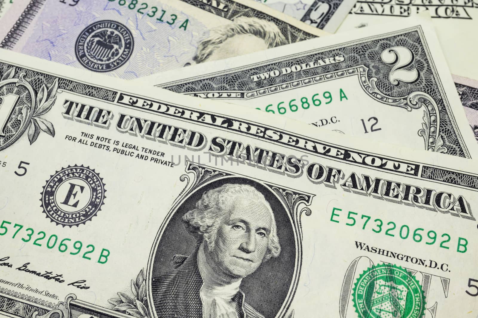 close up US dollar banknotes on background.