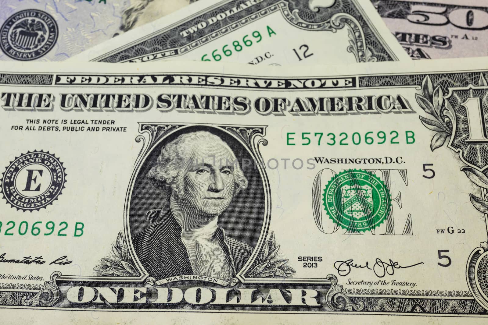 close up US dollar banknotes on background.