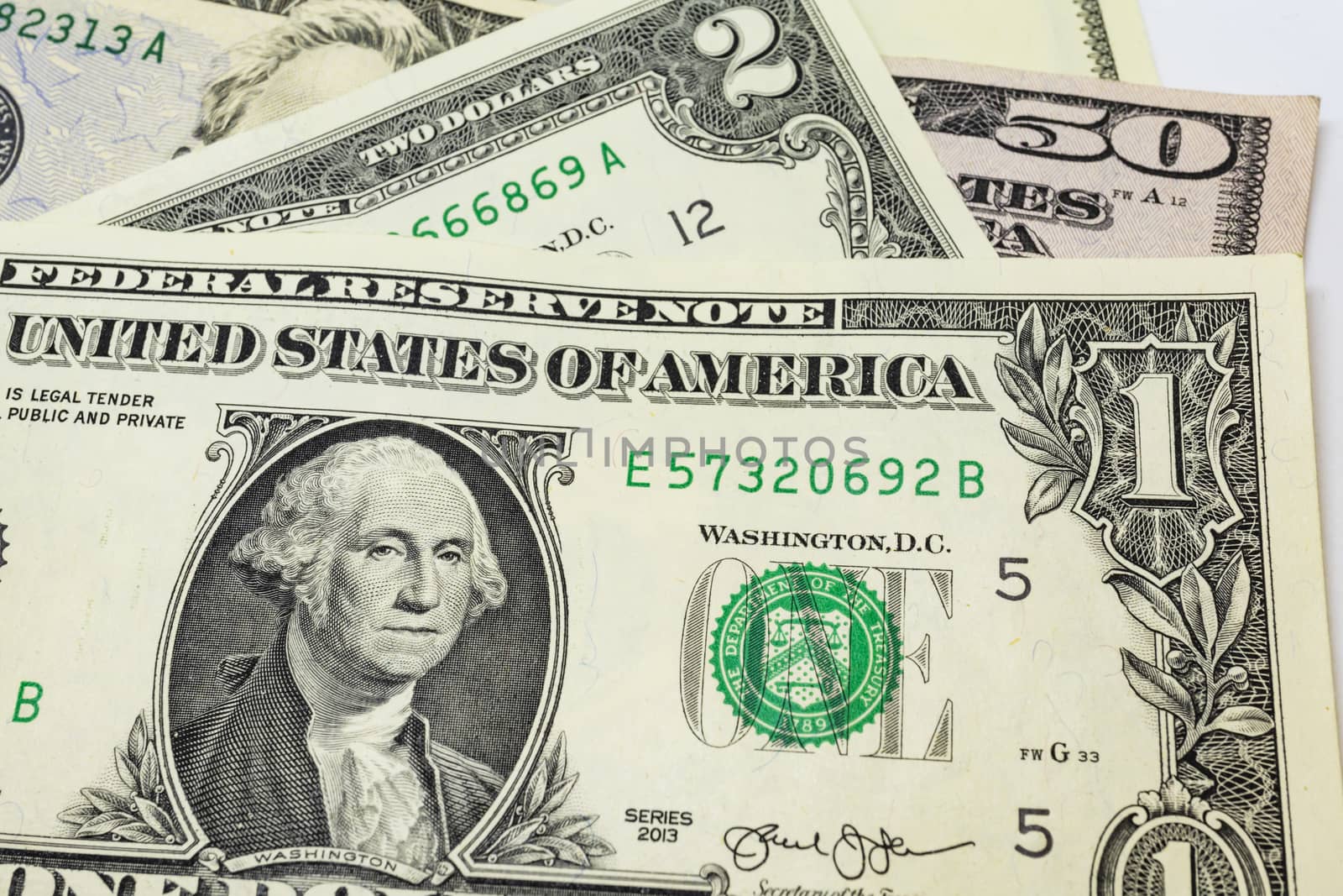 close up US dollar banknotes on background.