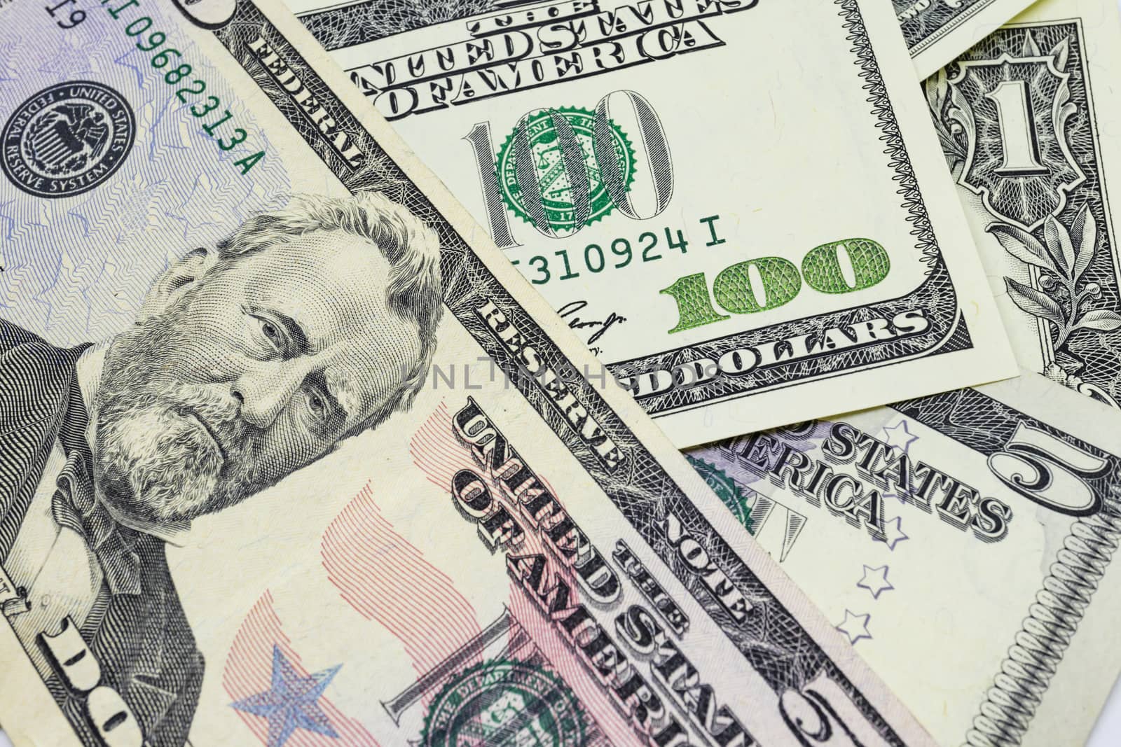 close up US dollar banknotes on background.