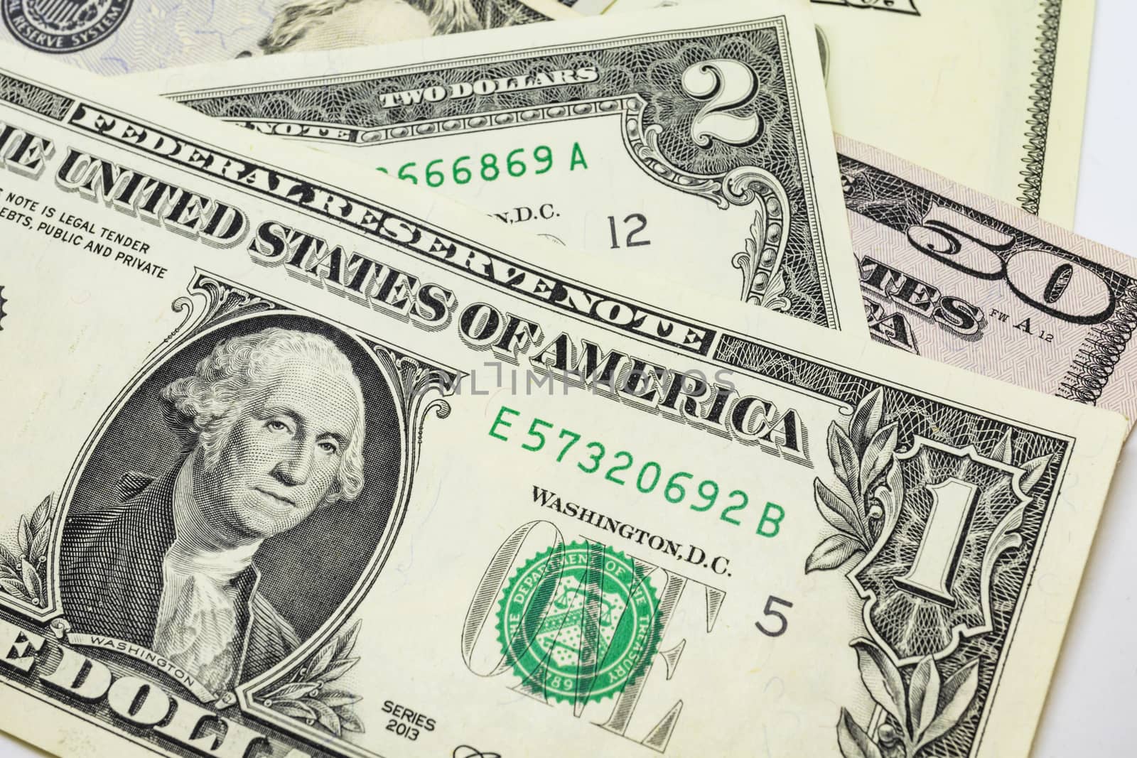 close up US dollar banknotes on background.