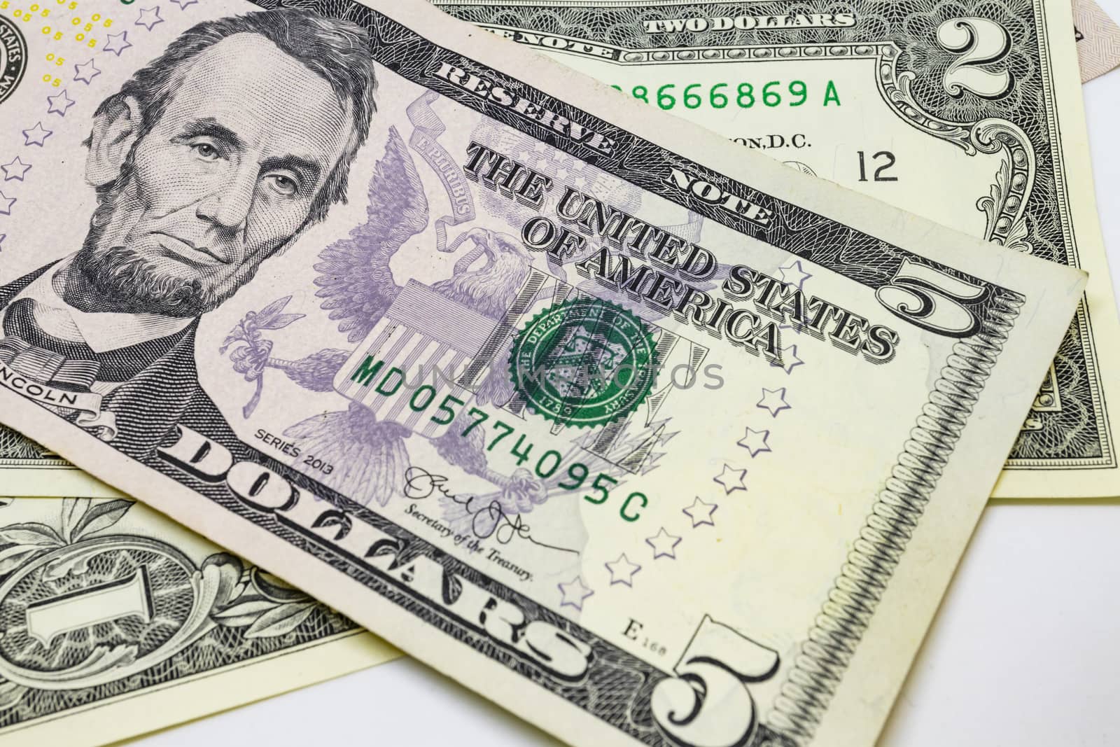 close up US dollar banknotes on background.