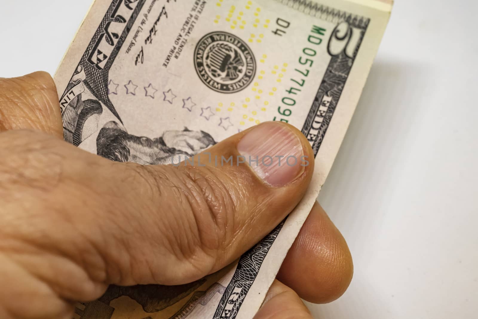 close up US dollar banknotes on background.