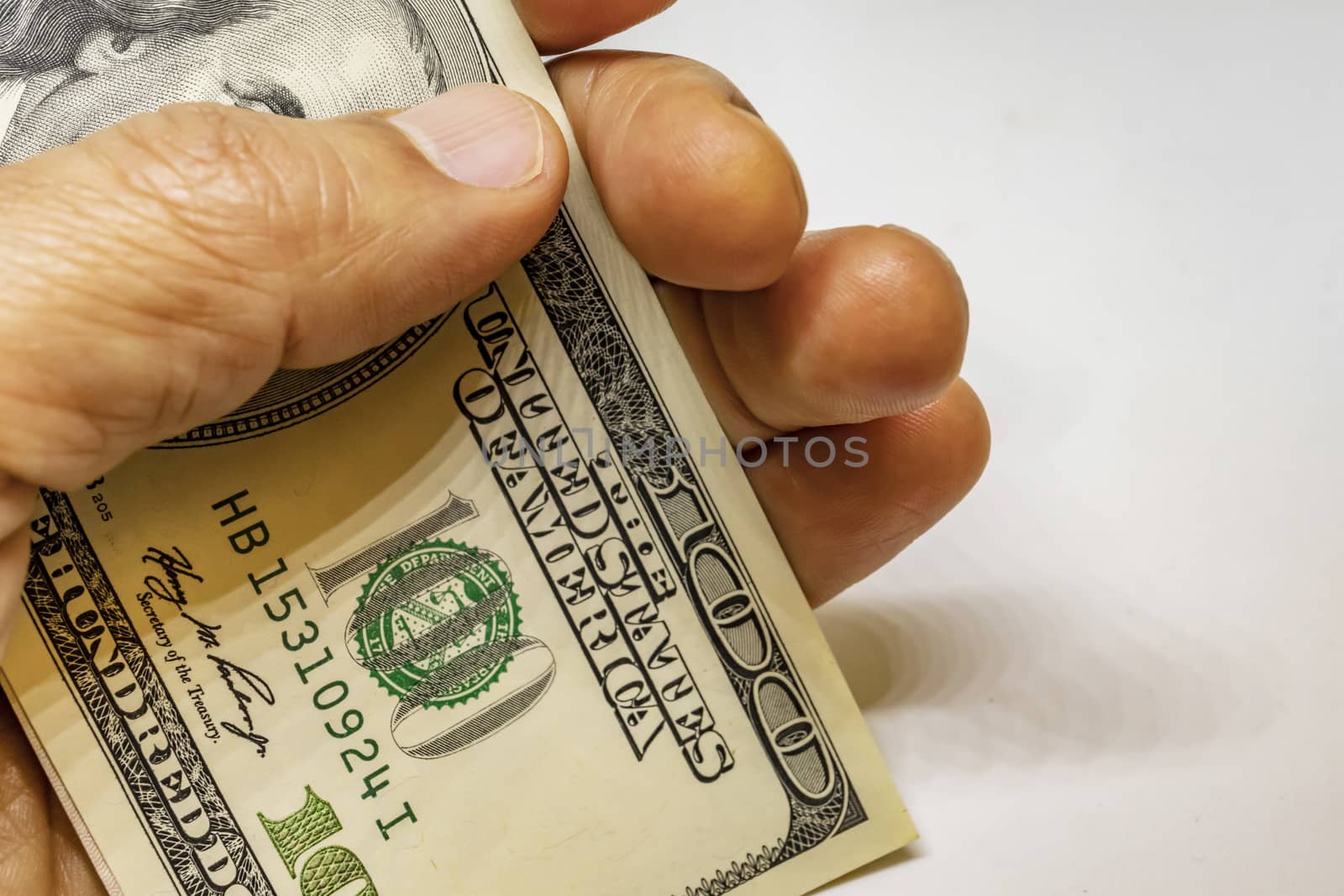 close up US dollar banknotes on background.