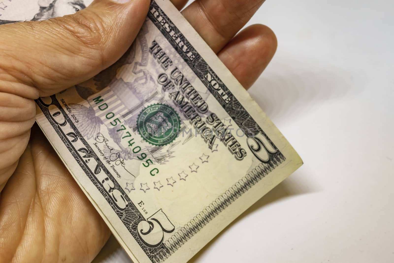 close up US dollar banknotes on background.