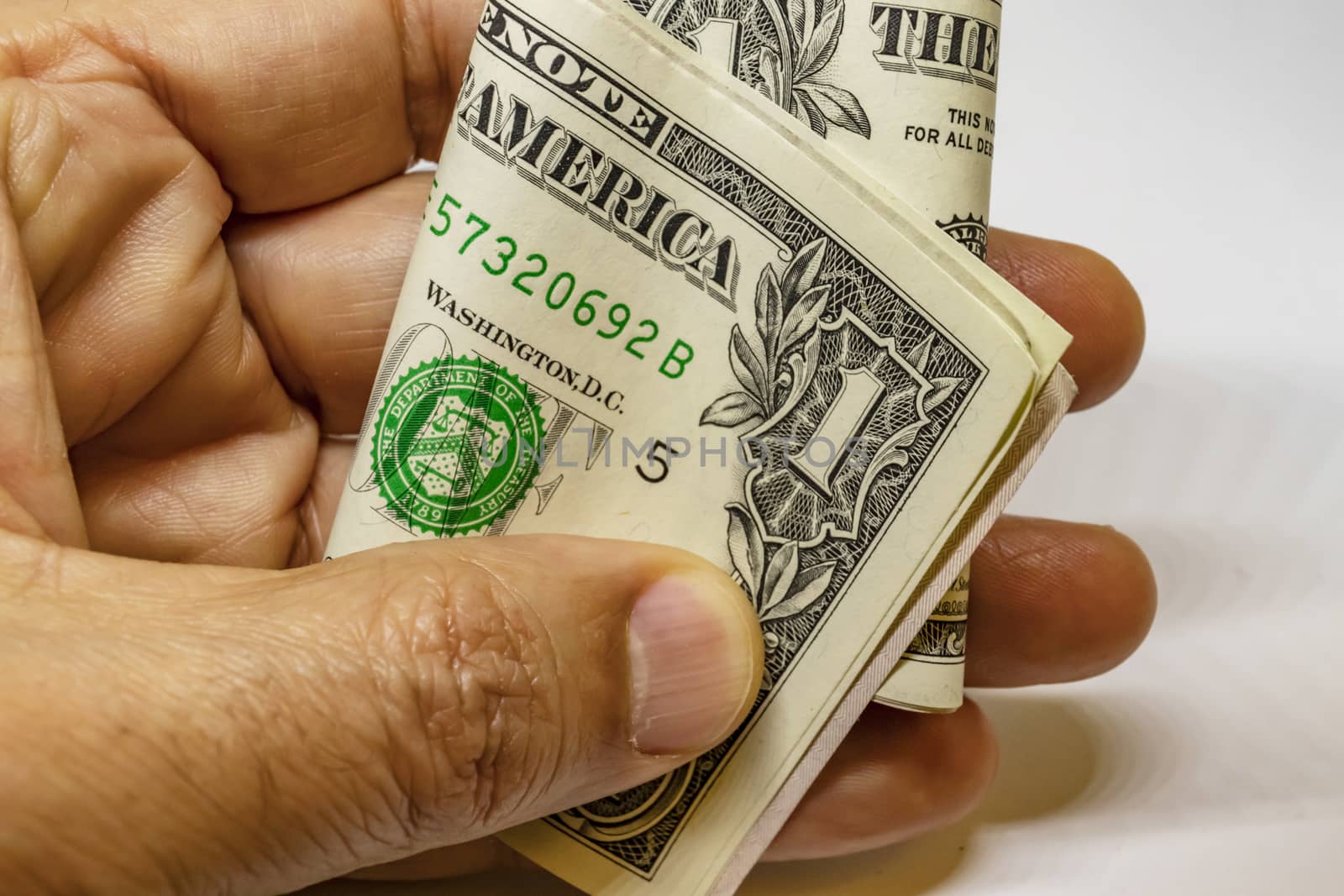 close up US dollar banknotes on background.