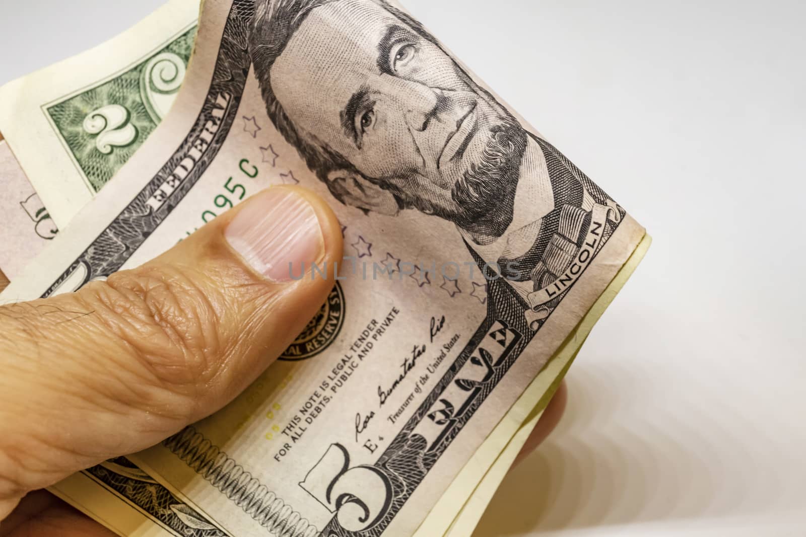 close up US dollar banknotes on background.