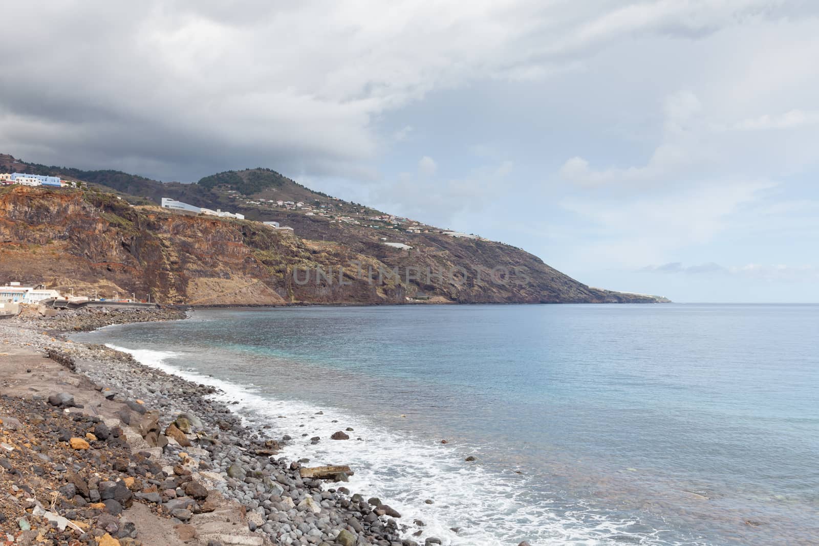 The coastline on the Spanish island of La Palma as viewed from the city of Santa Cruz.