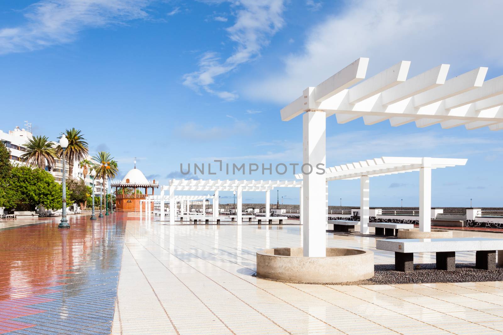 The Arrecife waterfront on Avenida La Marina, on the island of Lanzarote.