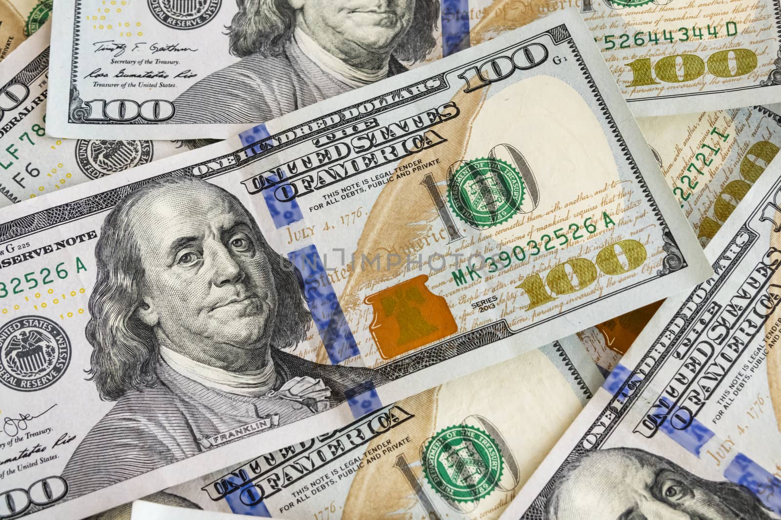 close up US dollar banknotes on background.