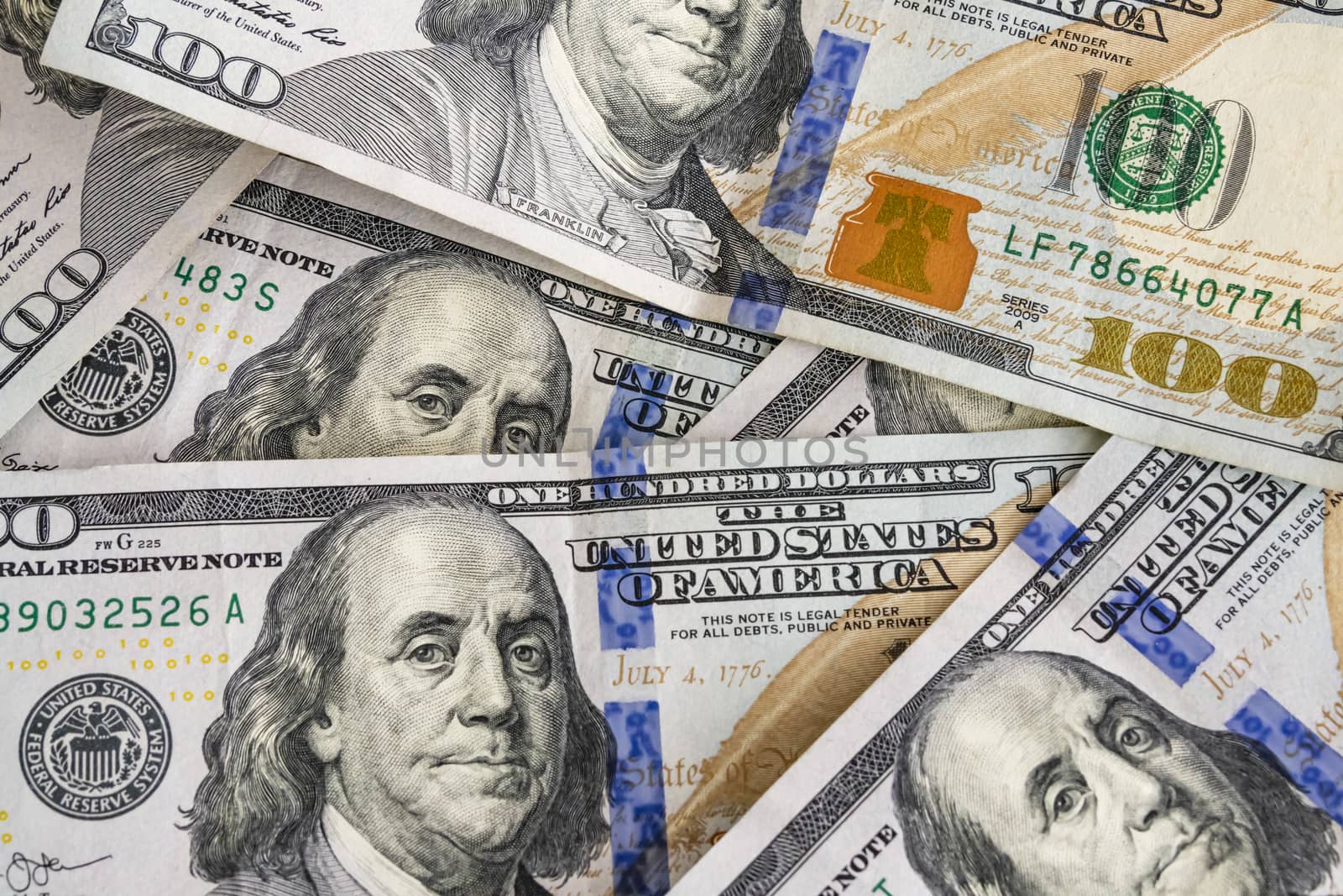 close up US dollar banknotes on background.