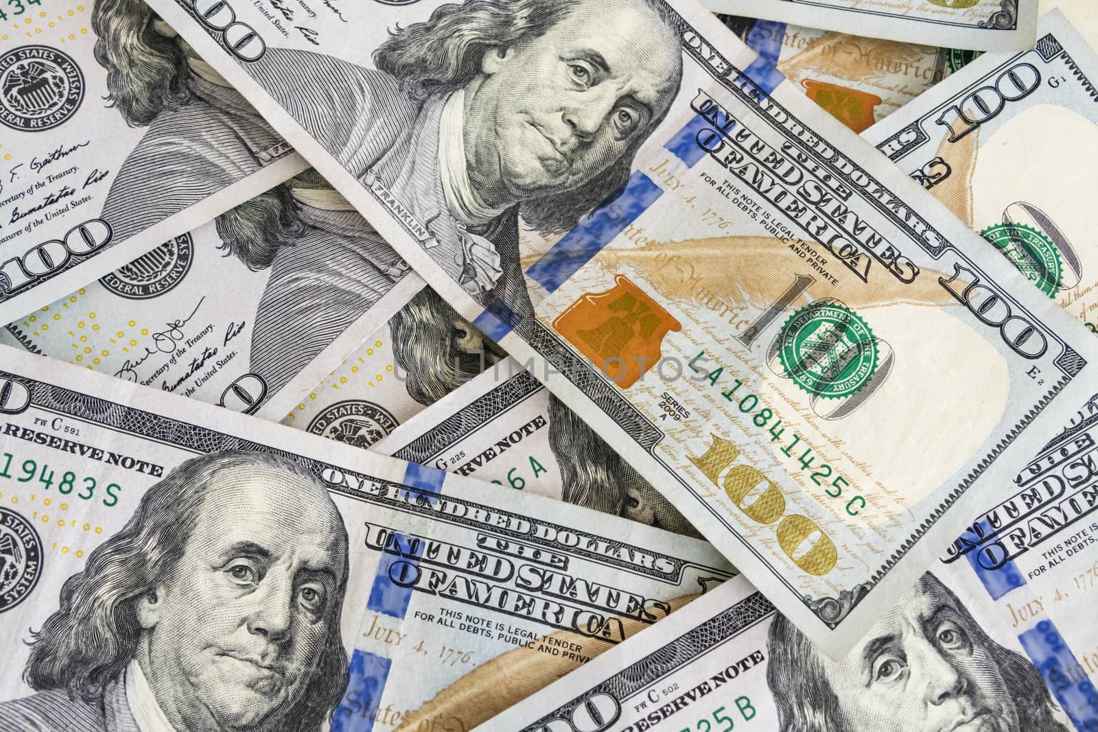 close up US dollar banknotes on background.