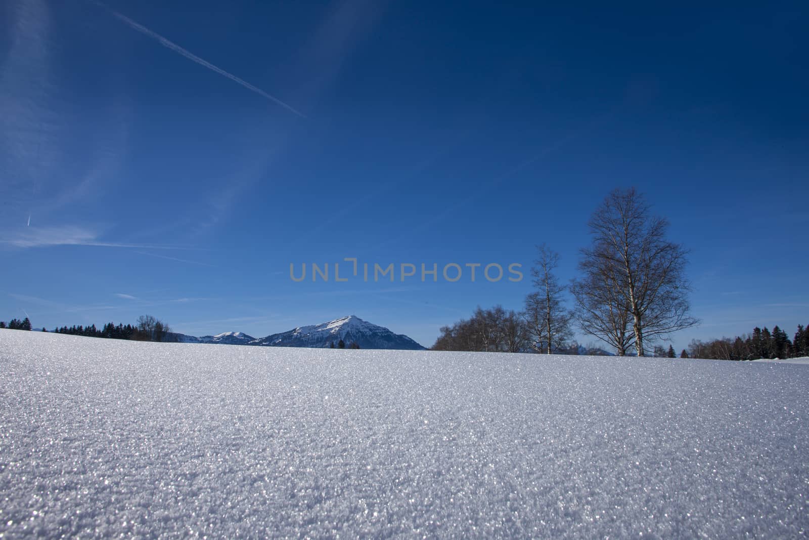 clear blue sky with snow in the mountains of Switzerland, Zugerb by PeterHofstetter