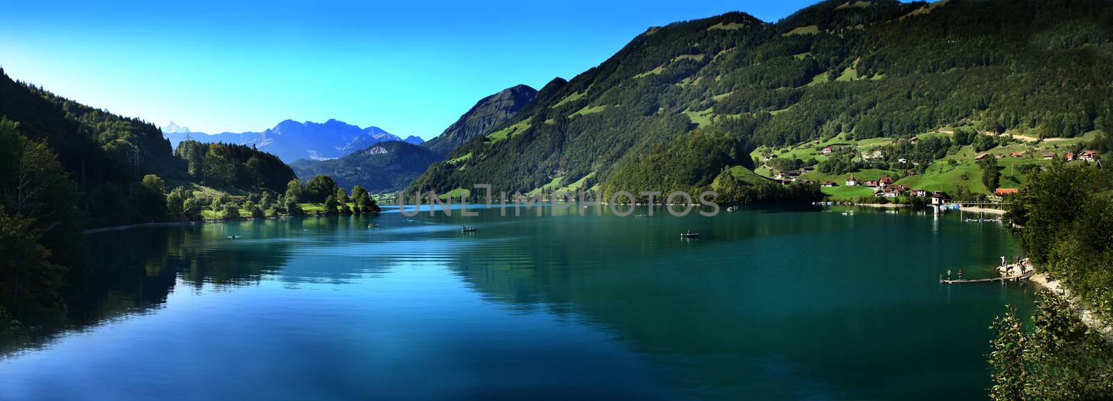 lake lungern Switzerland - famous fishing lake in Switzerland with lake
