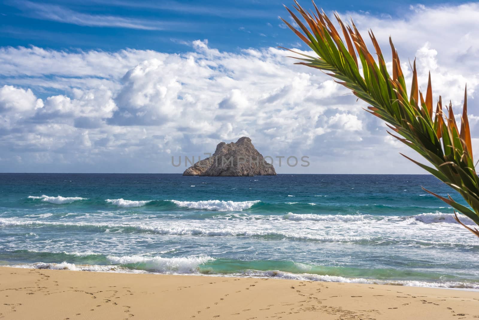 Beautiful greek seascape at east Crete. Xerokampos beach.