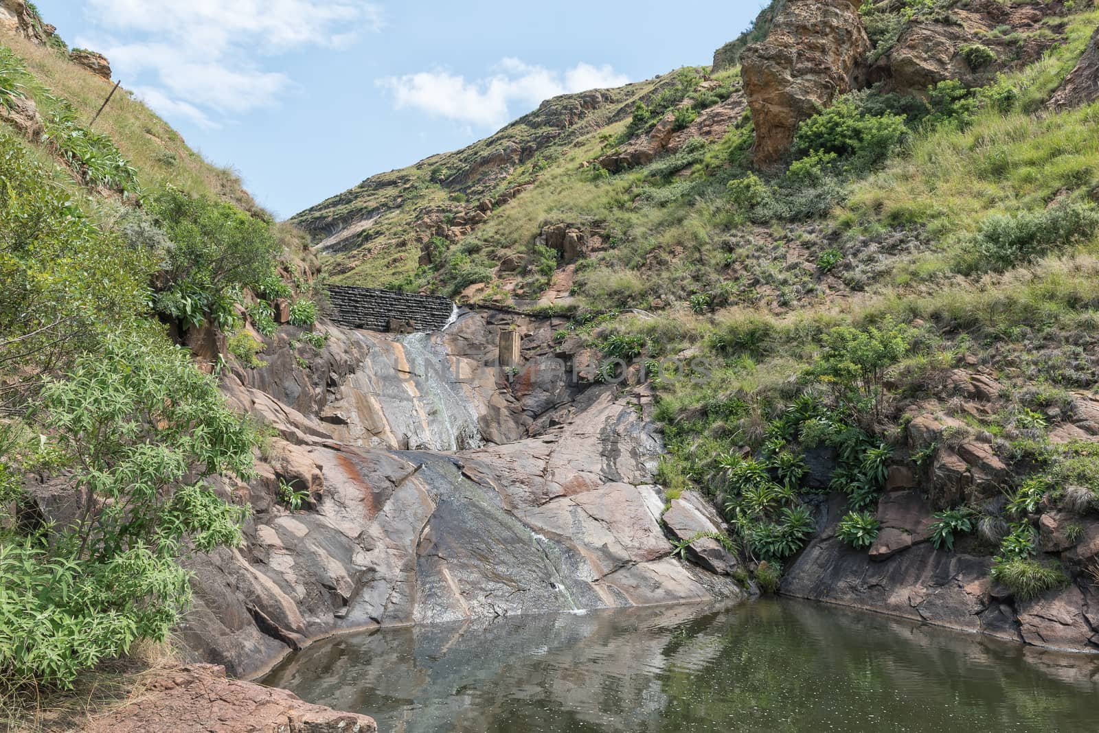 The natural swimming pool and waterfall near Glen Reenen in Golden Gate