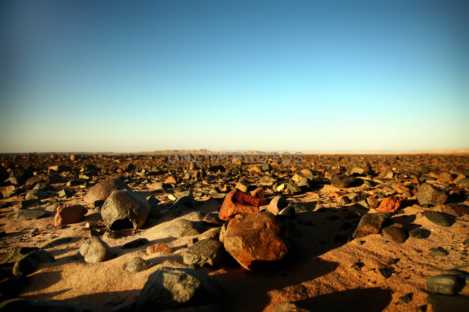 Landscape of the desert near El Gouna. Rocks in the desert