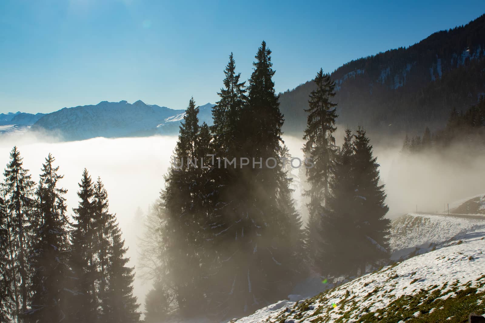 above the fog in Lungern with the swiss Alps by PeterHofstetter