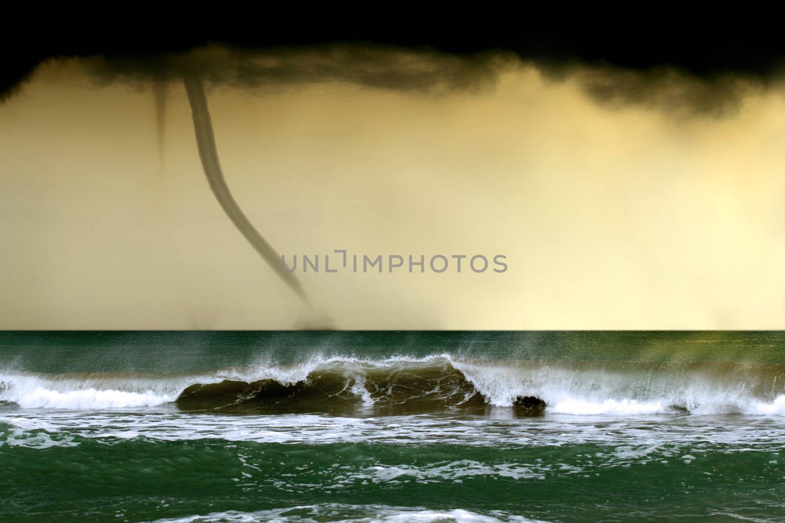 bad weather and storm with the wind on the sea. tornado over the ocean by PeterHofstetter