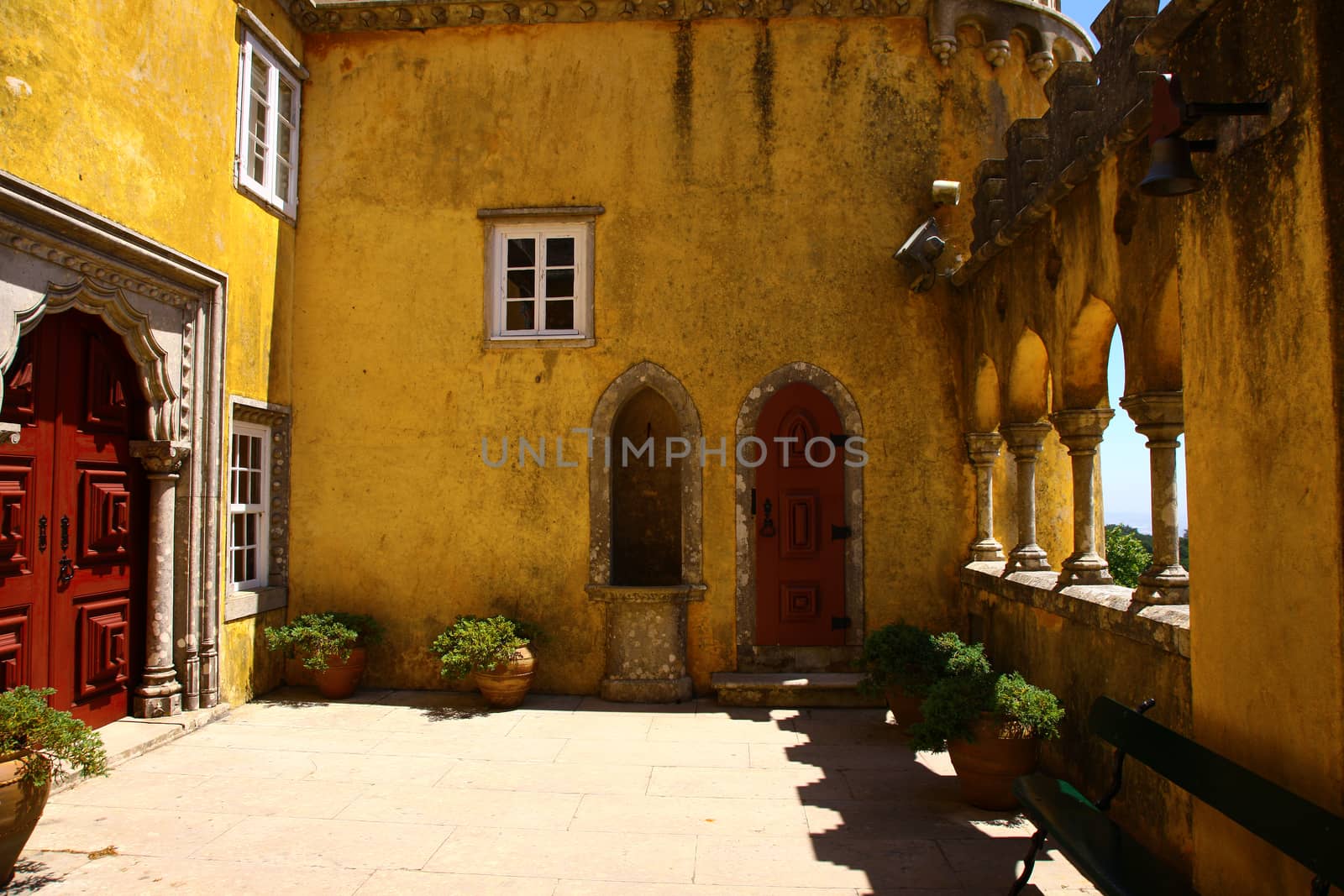 View of Palace da Pena - Sintra, Lisbon, Portugal - European travel, Yellow building