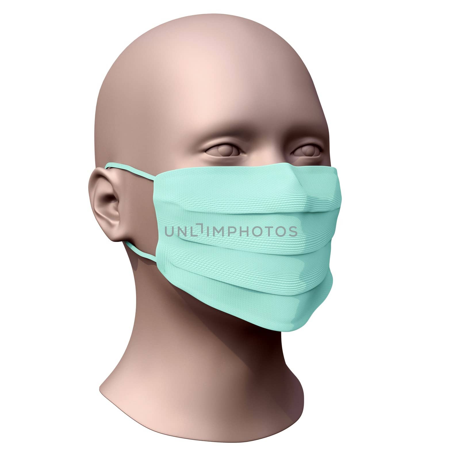 Breathing mask or medical mask on face. 3d illustration.