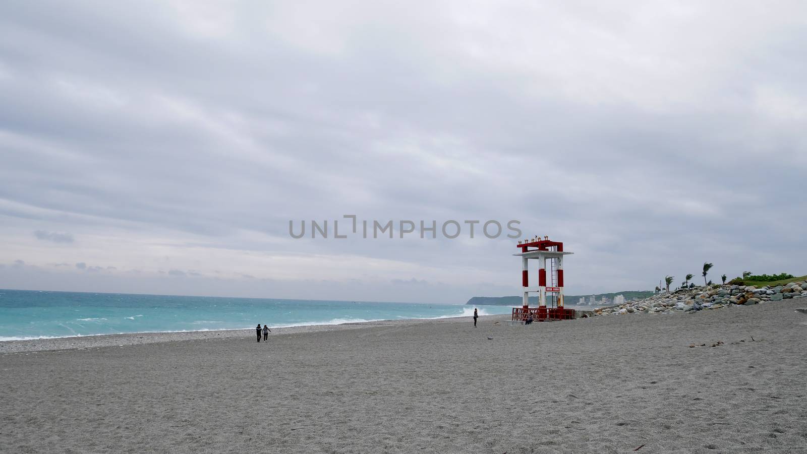 The landscape of Hualien Der-Yen beach and sea in Hualien County, Taiwan.