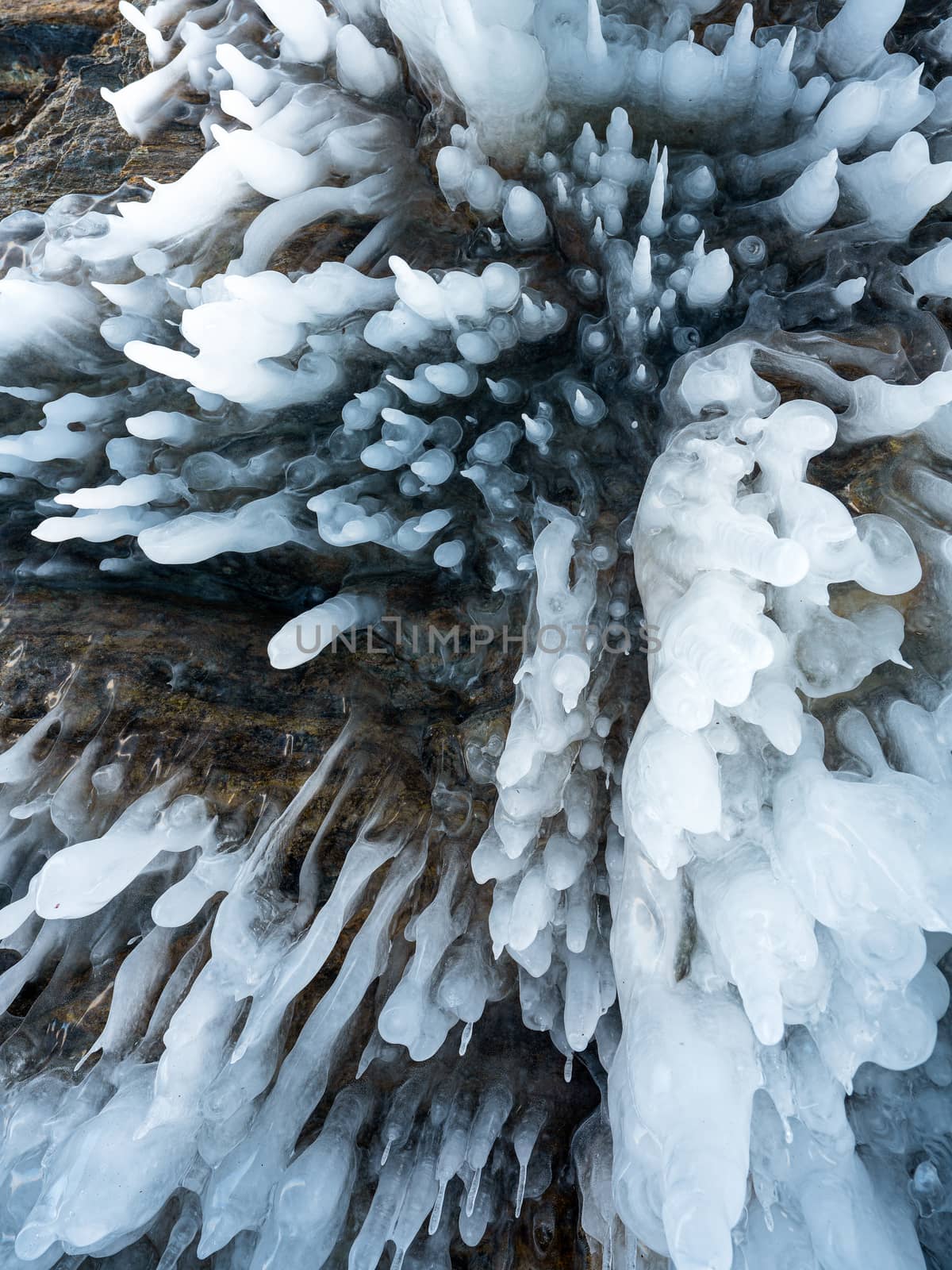Close up Ice swag inside the cave. Lake Baikal, Russia by chadchai_k