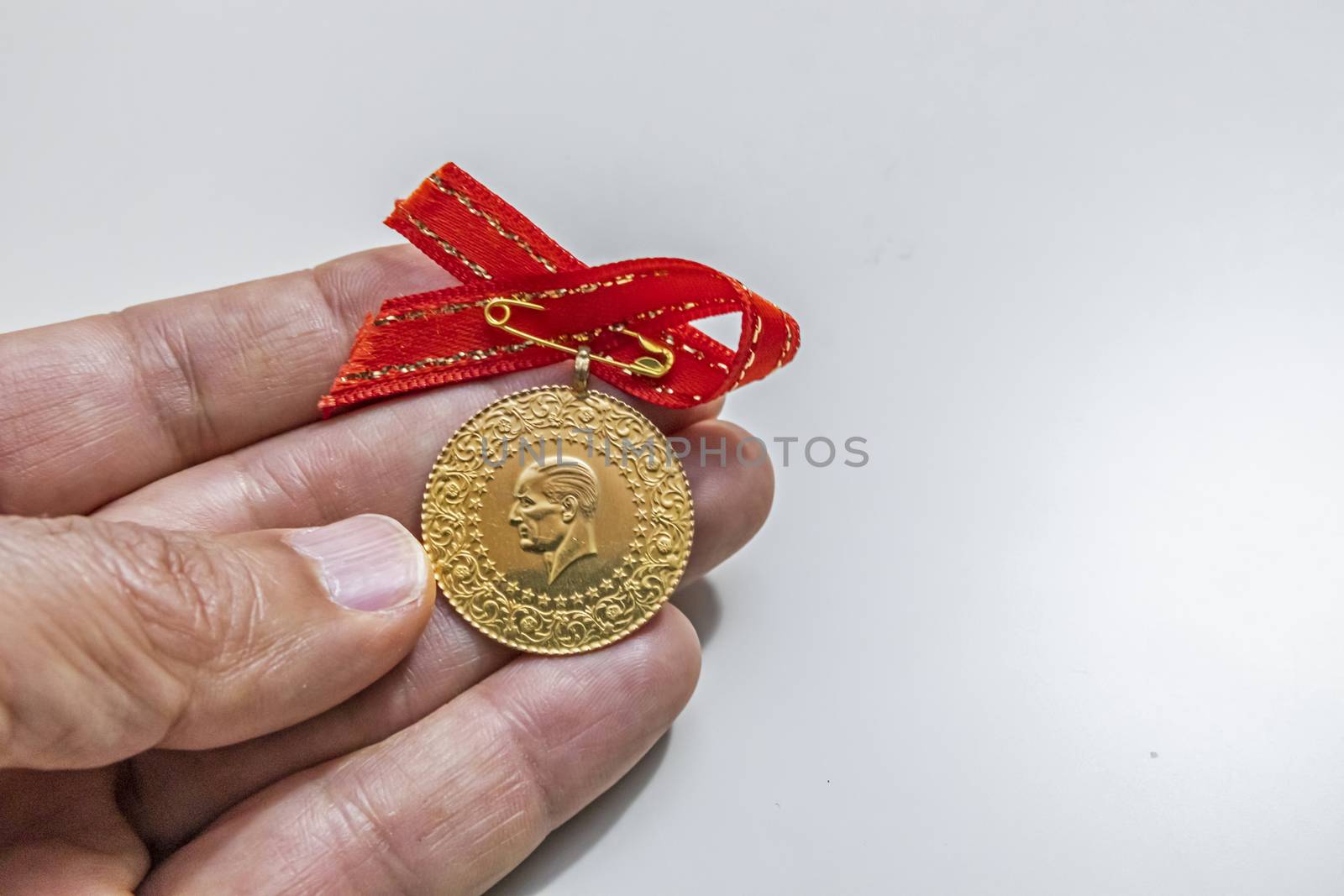 close up traditional turkish gold coins on background