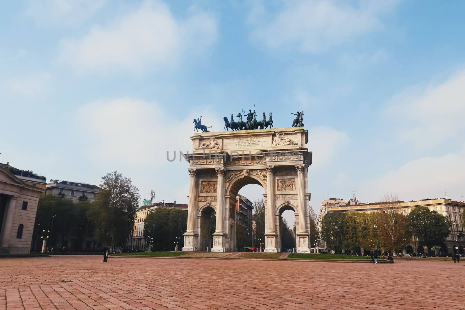 Triumphal arch called Arco della Pace means The Arch of Peace in by Anneleven